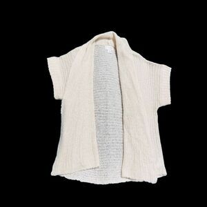 Motherhood Maternity Cardigan Womens S Cream Open Knit Short Sleeve Lightweight